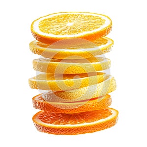 PNG Stack of Orange Fruit Slices on Transparent Background - Ai Generated