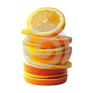 PNG Stack of Orange Fruit Slices on Transparent Background - Ai Generated