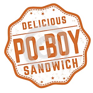 Po Boy sandwich grunge rubber stamp