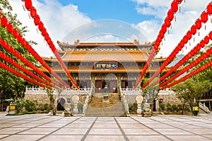 Po Lin Monastery on Lantau Island, Hong Kong, China. Translation: Mahavira Hall