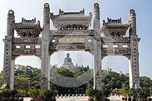 Po Ling Monastery entrance gate and Tian Tan Buddha