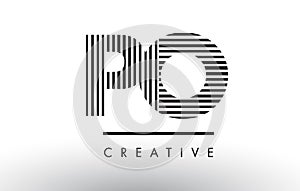 PO P O Black and White Lines Letter Logo Design.