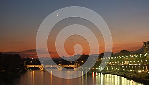 Po river at dusk in Turin