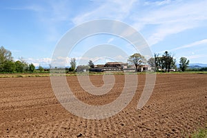 Po Valley landscape field cultivation nature natural agriculture farmhouse tree earth