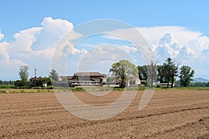 Po Valley landscape field cultivation nature natural agriculture farmhouse tree earth