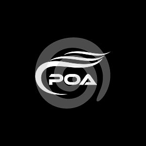 POA letter logo design on black background.POA creative initials letter logo concept.POA letter design photo
