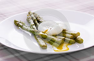 Poached egg and asparagus