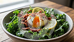 Poached Egg on Kale Salad