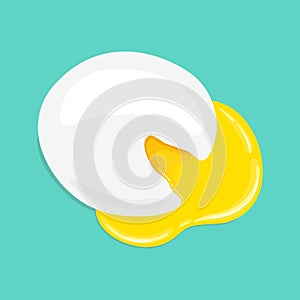 Poached egg with runny yolk. Top view. Vector hand drawn illustration.
