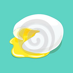 Poached egg with runny yolk. Vector hand drawn illustration.