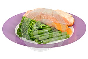 Poached Salmon Fillet with Steamed Vegetables