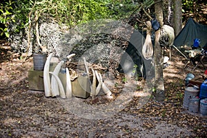 Poachers camp in Africa photo