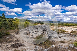 Pobiti Kamani rock formations protected area in Bulgaria