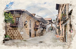 The Poble Espanyol or the Spanish village in Barcelona, Spain