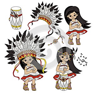 POCAHONTAS SET Indians Princess World Vector Illustration Set