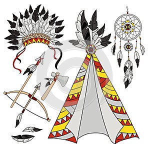 POCAHONTAS WORLD American Indians Vector Illustration Set