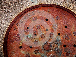 Pocatello Man Hole Cover Manhole Lid Iron Rusty