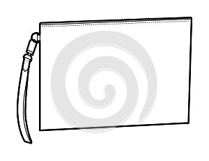Pochette clutch silhouette bag. Fashion accessory technical illustration. Vector satchel front 3-4 view for Men, women