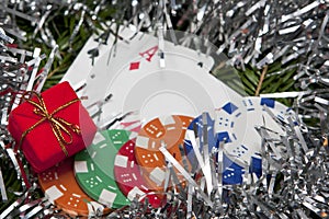 Pocket aces with christmas decoration