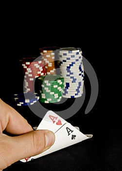 Pocket aces pair for holdem poker