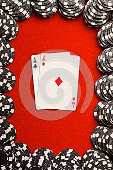 Pocket Aces on Red Felt