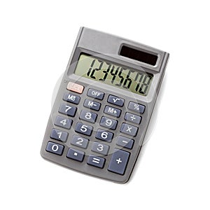 Pocket calculator on white background