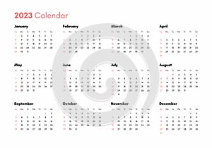 Pocket calendar on 2023 year. Horizontal view