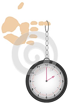 Pocket clock on finger