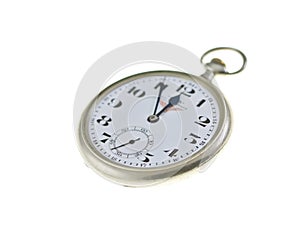 Pocket clock on white background