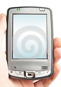 Pocket computer in a hand.