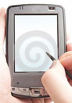 Pocket computer in a hand.