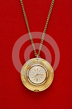 Pocket golden watch with chain