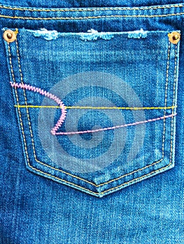 Pocket on jeans fashion denim fabric background