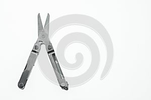 Pocket knife or Steel multi-function tools isolated on white background. Hand tools in industry jobs