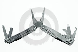 Pocket knife or Steel multi-function tools isolated on white background. Hand tools in industry jobs