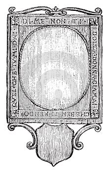 Pocket mirror supposed to have belonged to Leonardo da Vinci, vintage engraving