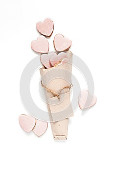 Pocket with pink cookies-hearts