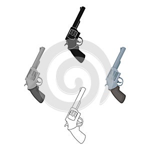 Pocket revolver. The weapons detective, for protection from robbers.Detective single icon in cartoon,black style vector