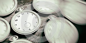 Pocket timeless watches background. 3d illustration