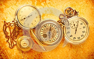 Pocket vintage watch and stopwatch