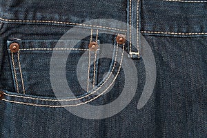 Pocket and waistband of denim blue jeans as a background