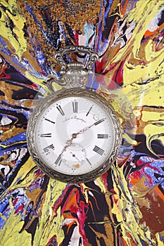 Pocket watch on abstract