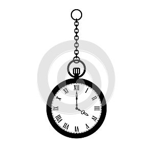 Pocket watch with chain vector icon