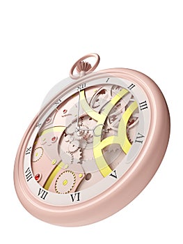 Pocket watch steampunk pink 3d