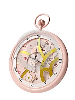 Pocket watch steampunk pink 3d