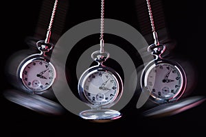 Pocket watch swinging on a chain to hypnotise