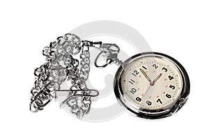 Pocket watch on white background