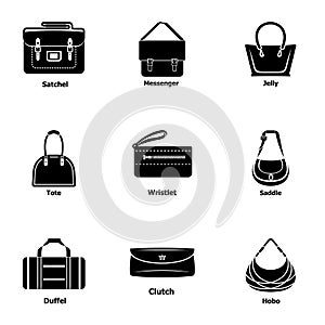 Pocketbook icons set, simple style