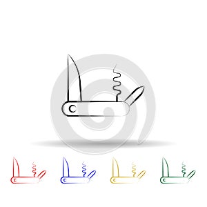 pocketknife multi color style icon. Simple thin line, outline  of travel icons for ui and ux, website or mobile application