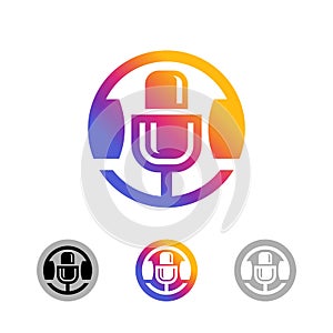 Podcast audio record logo icons